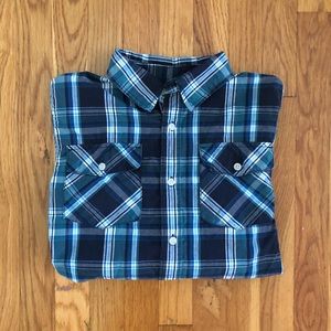 Navy Button Down Plaid Shirt